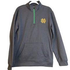 KA Knights Men’s Notre Dame, 1/4 Zip Pullover, Gray, Fleece, Size M 22×29