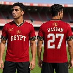 Custom Egypt Soccer Jersey, Custom Egyptian Football Shirt, Red Egypt Fan Jersey