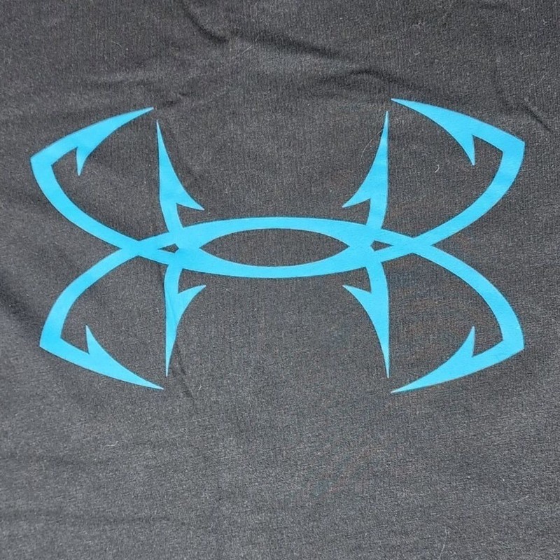Under Armour Shirt Mens Small Black Heat Gear Fishing Hooks Boating Outdoorsman gallery