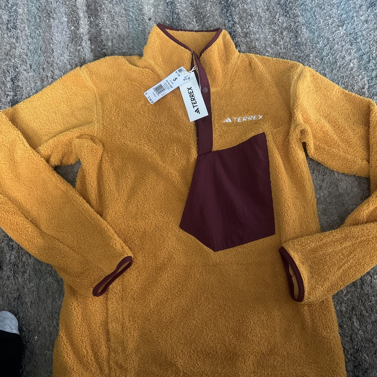 Adidas Men’s Terrex XPloric High Pile Snap Fleece Pullover Yellow IB1138 Small gallery