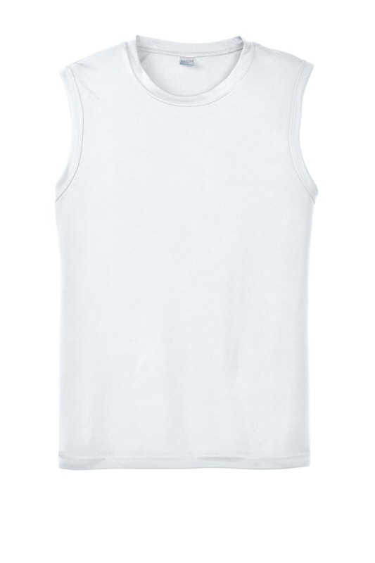 Mens Sport Tek ST-352 Sleeveless Performance Sz Large 40-42”Chest T Shirt White gallery