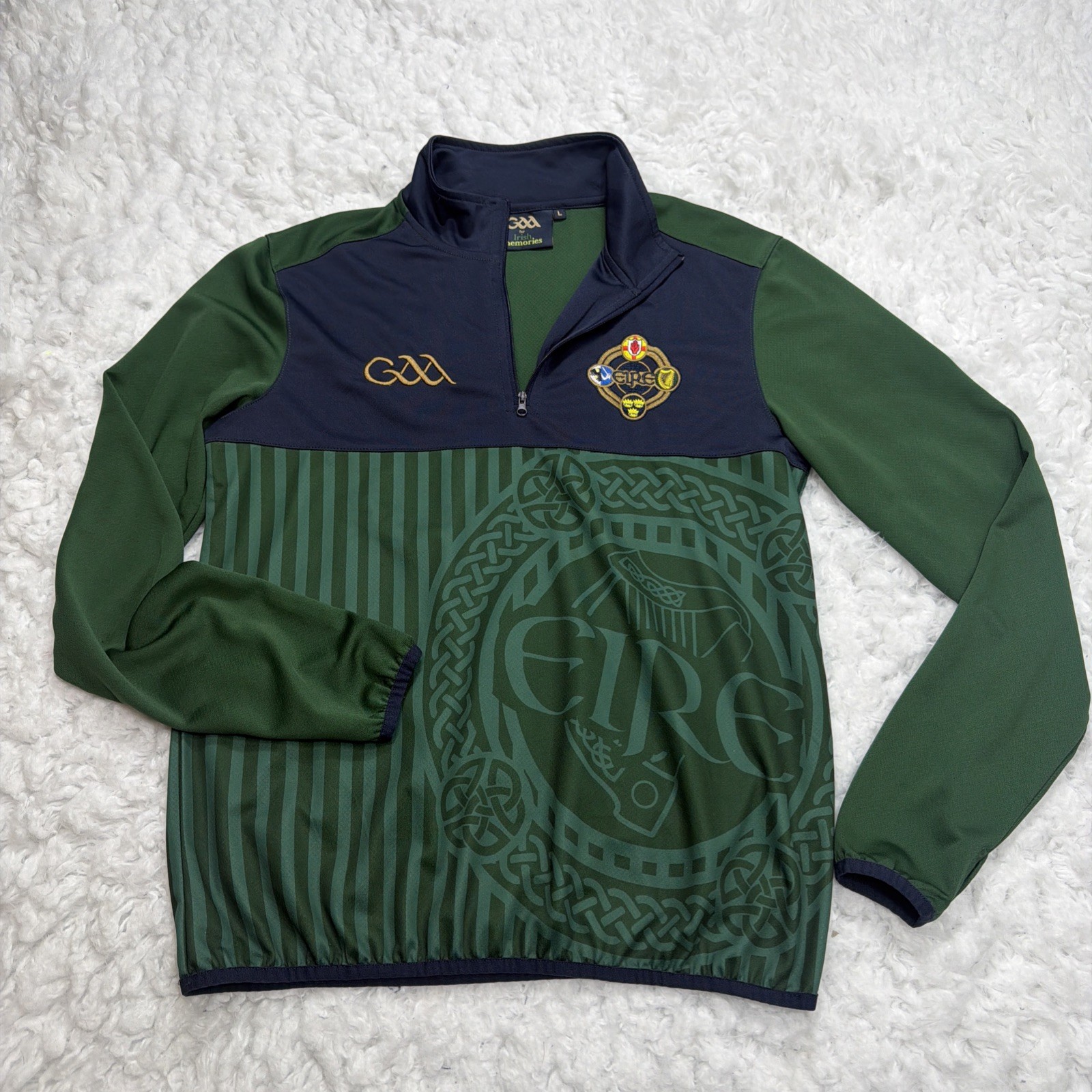 Lansdowne Rugby Jersey Large Slim Graphic Green Irish Memories 1/4 Zip Pullover gallery