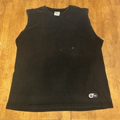 Vintage Y2K Nike Basketball Tank Top T Shirt XL Black Neck Center Swoosh Bleach