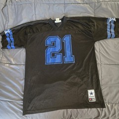 Dallas Cowboys Authentic Football Jersey Elliott #21 Blue on Black Size XL