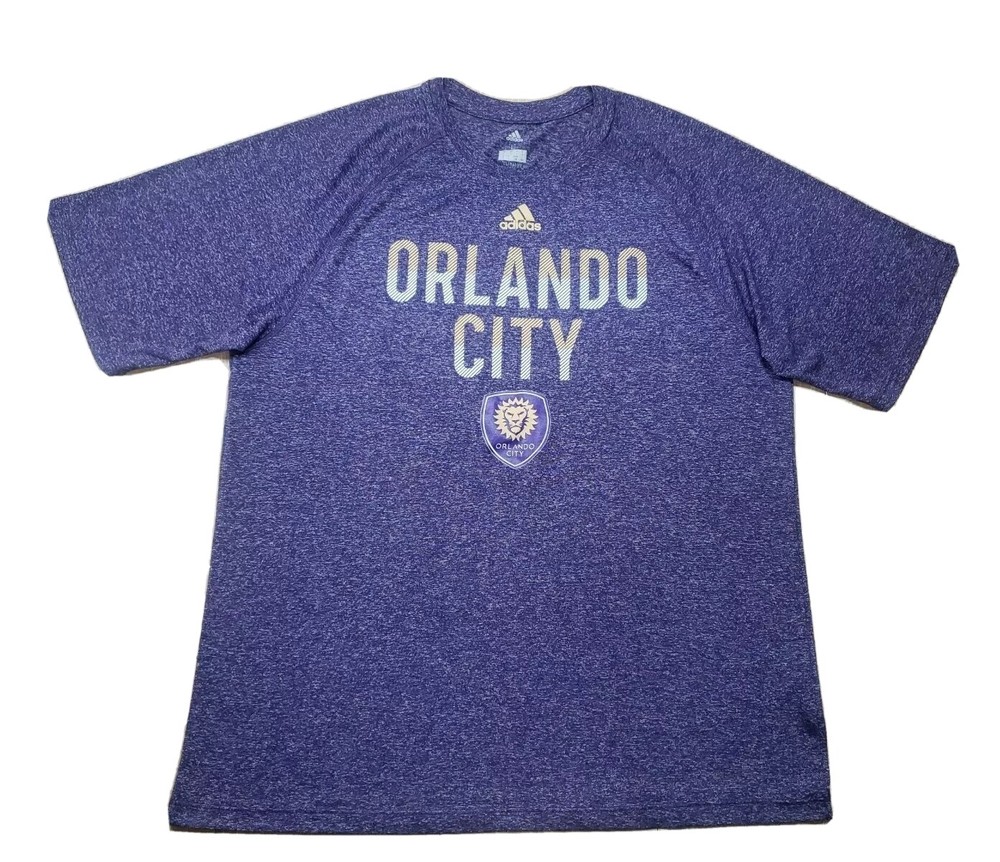 Adidas Mens Climalite Performance T Shirt Large Space Dye Purple Orlando City FC