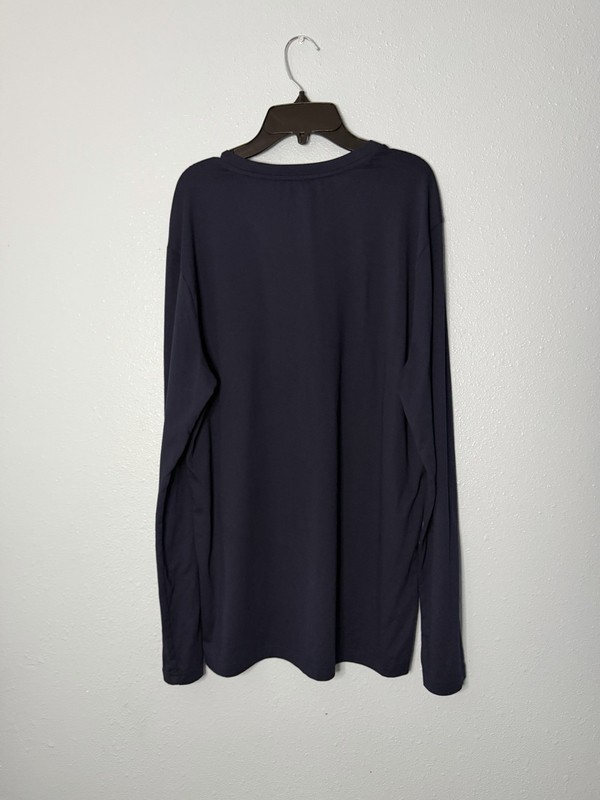 Reebok Men's M Navy Long Sleeve Crew Neck Stretch Polyester-Spandex Logo Tee gallery