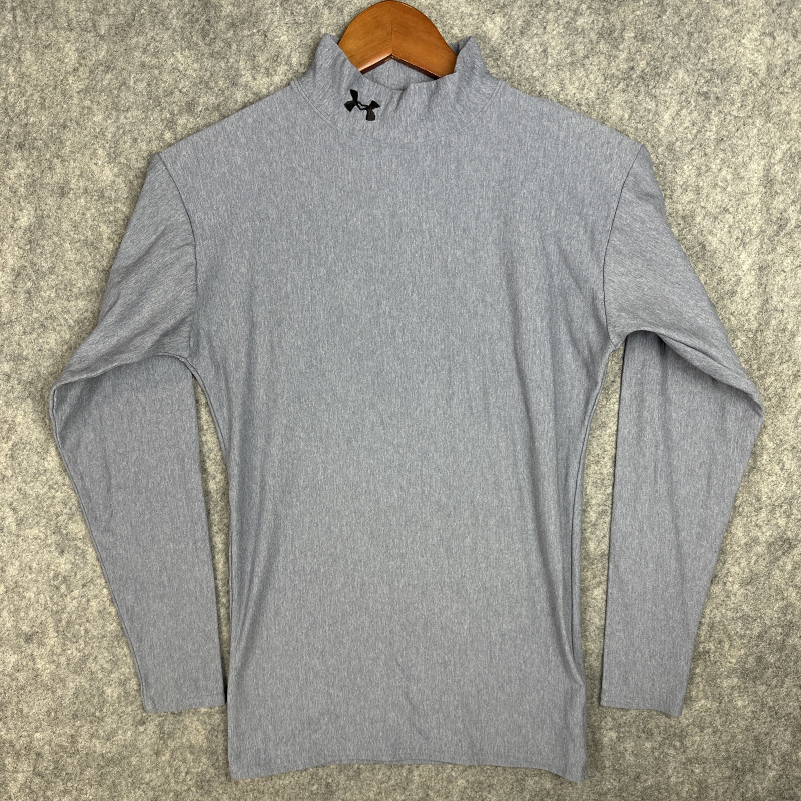 Under Armour Base Layer Compression Shirt Mens M Gray Warm Mock Neck Sports gallery