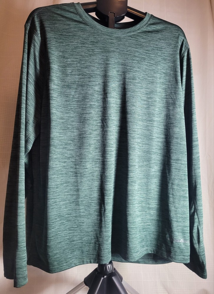 Eddie Bauer Mens XL Long Sleeve FreeDry Motion Athletic Performance Green