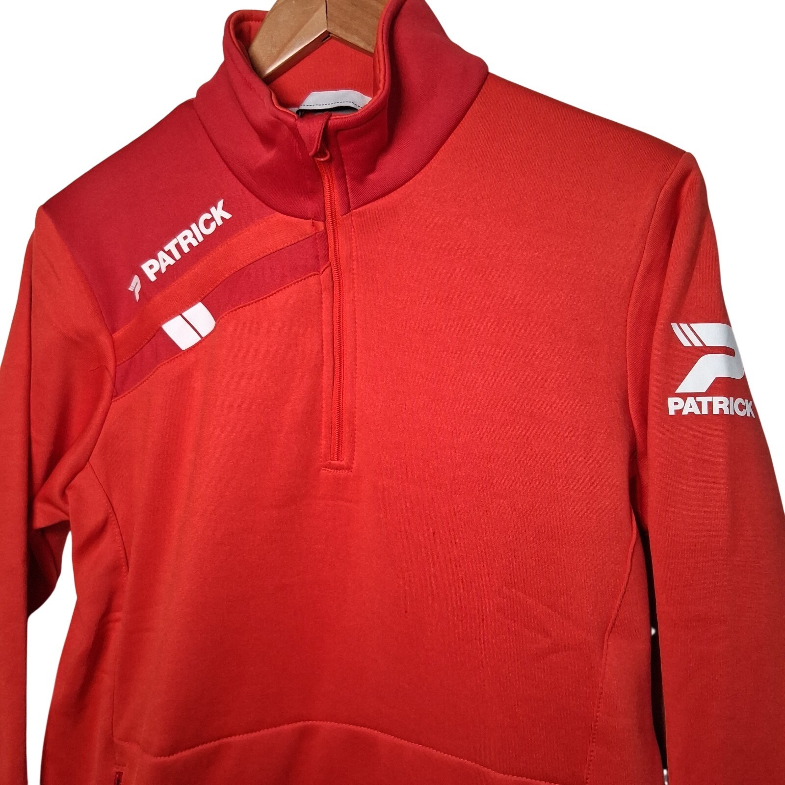 Patrick Sportswear Force 115 Shirt Small Red Performance Soccer Athletic 1/4 Zip gallery