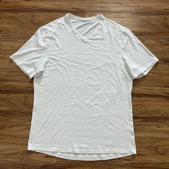 Lululemon White Pima Cotton 5 Year Basic Updated V-Neck Short Sleeve Tee Shirt L