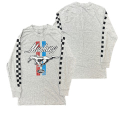 Ford Mustang Grey T-Shirt (Size XL) Logo Men’s LS Top – New