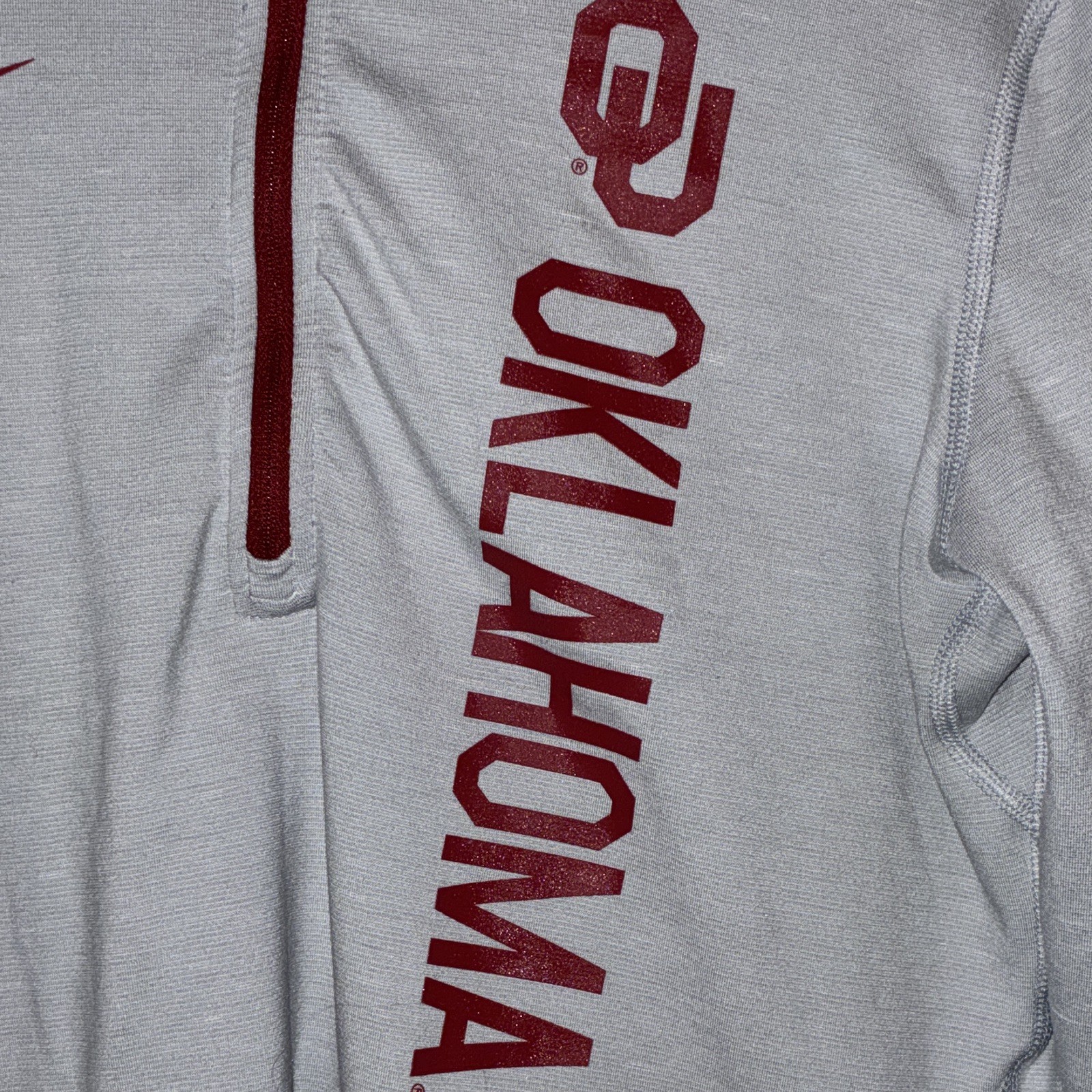Nike Dri-FIT Men's M Gray Red 1/4 Zip Mock Neck Pullover Shirt Logo gallery