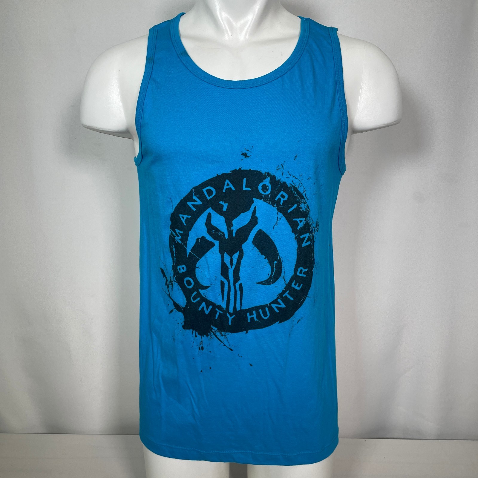 Mandalorian Bounty Hunter Mythosaur Logo Star Wars Blue Tank Top Men's SMALL gallery