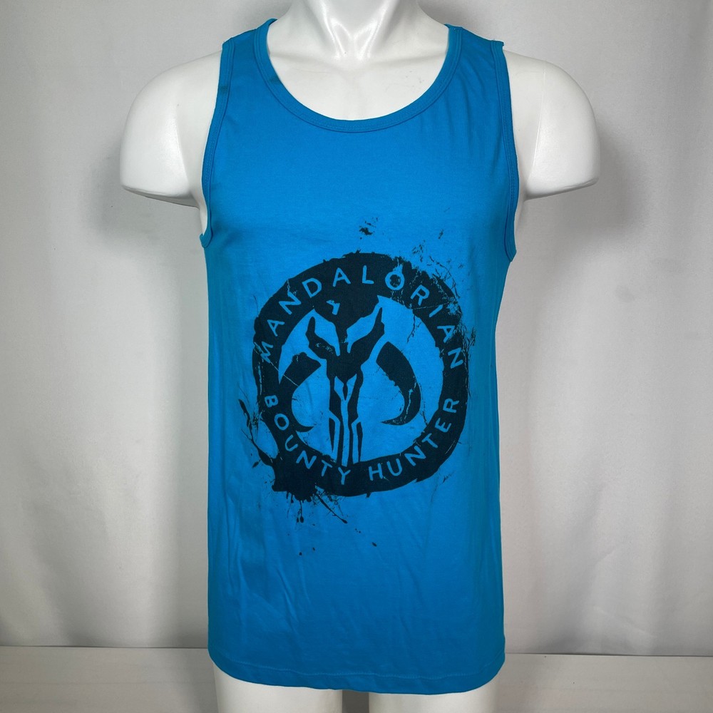 Mandalorian Bounty Hunter Mythosaur Logo Star Wars Blue Tank Top Men's SMALL