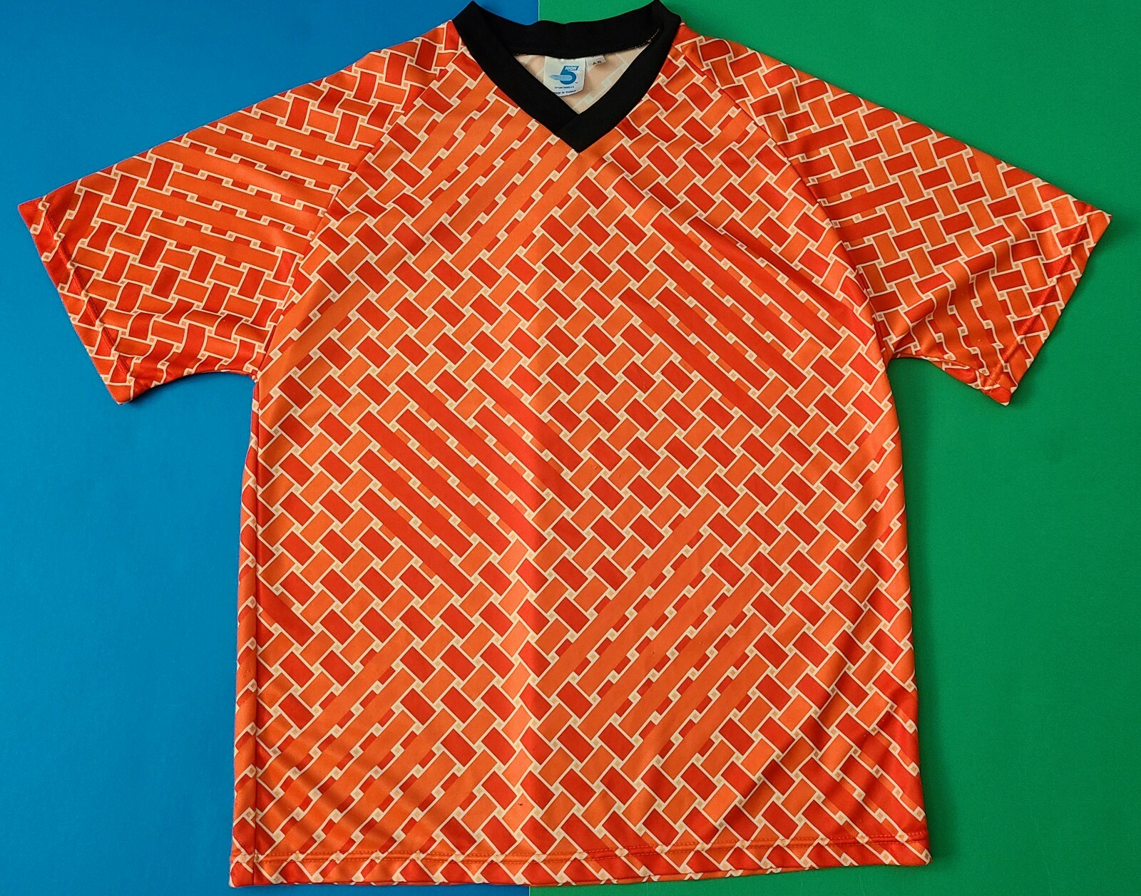 Men's High Five Sportswear Basket Weave Pattern Style Orange Shirt Size Medium gallery