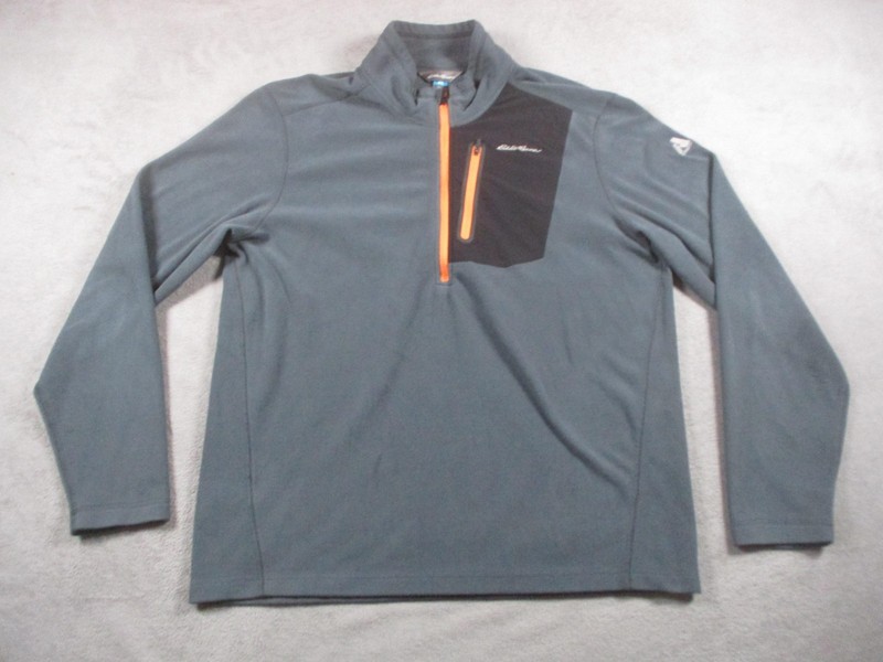 Eddie Bauer Pullover Mens Large Gray First Ascent Fleece Quarter Zip Hiking gallery