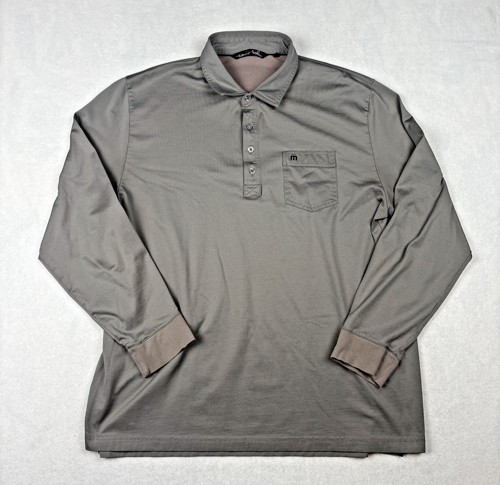 Travis Mathew 1/4 Button Long Sleeve Men's XXL Gray Logo Golf Pima Cotton Blend gallery