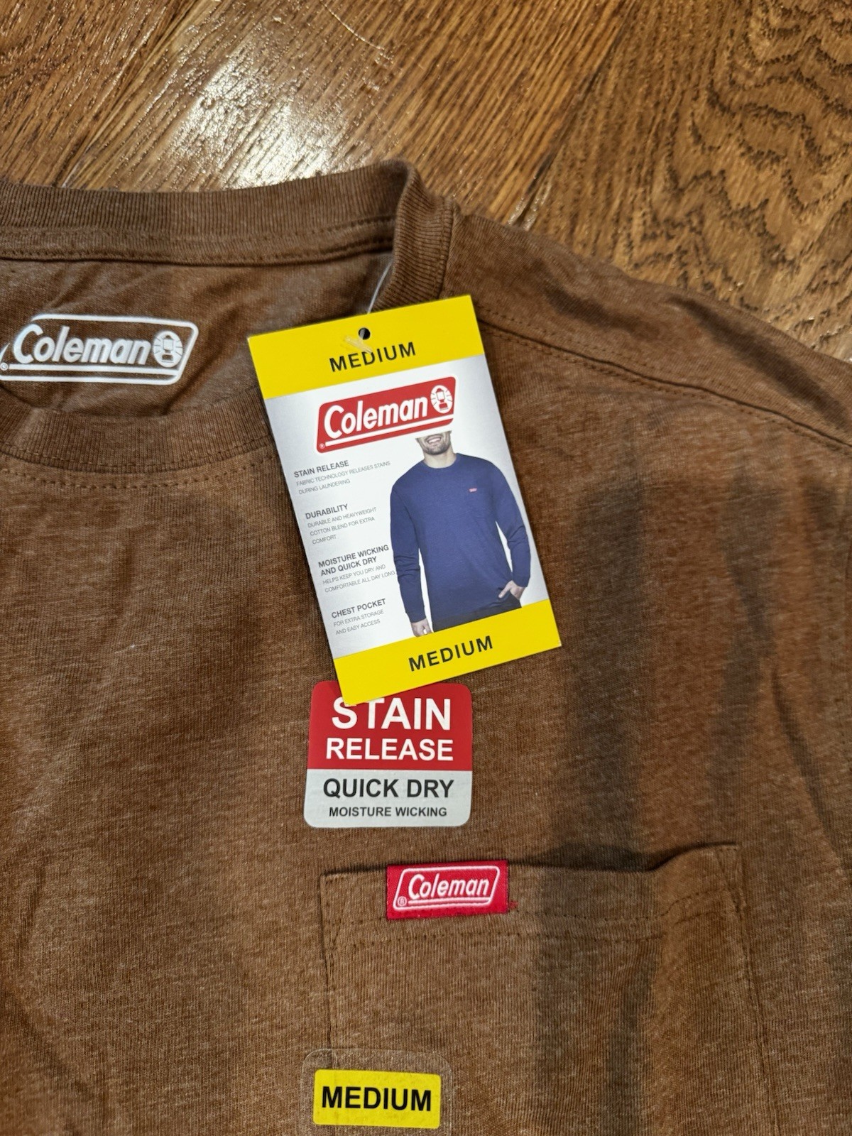 Coleman Mens Walnut Heather Long Sleeve Quick Dry T Shirt Size M gallery