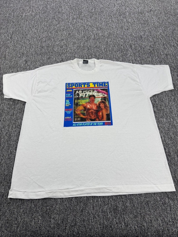 Vtg Sports Time Magazine Shirt Men 3XL Muscle Fitness Bodybuilding Made In USA