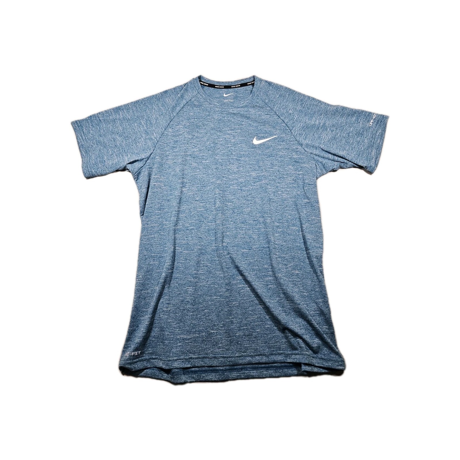 Nike Swim Dri-FIT UV Protection Heathered Blue Short Sleeve Crew T-Shirt Mens M gallery