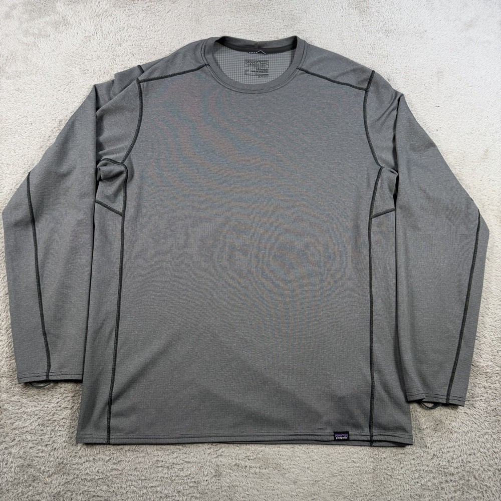 Patagonia Shirt Men Large Grey Midweight Capilene Baselayer Polartec Long Sleeve