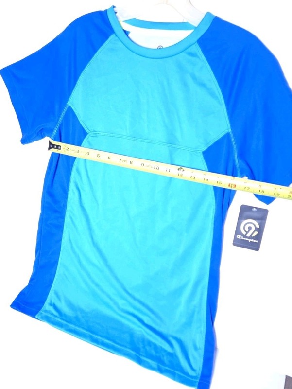 Champion NWT C9 Duo Dry+ Performance Shirt Kids XL 16-18 Blue Crew Neck Sports gallery