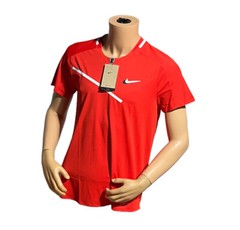 Nike Court Slam Crew tennis shirt red mens us open size Large (DD8309)