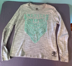 American Fighter Long Sleeve Logo Graphic Gray Shirt Size XL MMA UFC Teal