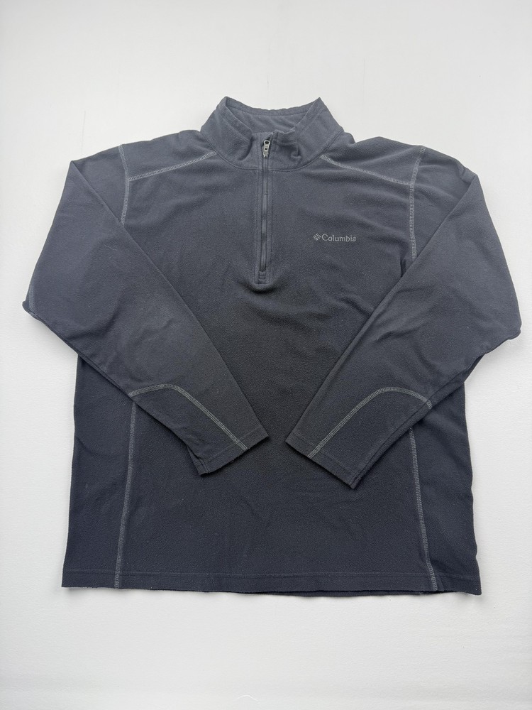 Columbia Pullover Mens Medium Black Fleece Quarter Zip Mock Neck Hiking Top