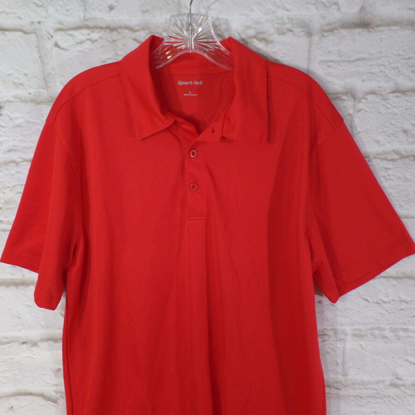 Sport Tek size L Active Textured Polo Breathable Snag Resistant Vented Shirt gallery