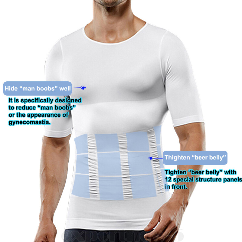 Men's Slimming Body Shaper Posture Corrector Abdomen Compression Shirt Vest Tops gallery