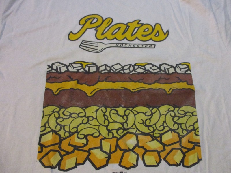 ROCHESTER RED WINGS AAA BASEBALL 2017 PLATES T-SHIRT RARE 2XL GARBAGE PLATE gallery