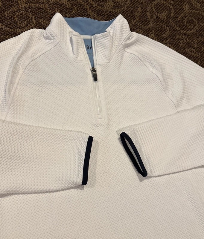 Men’s Rhone Founders 1/4 Zip Performance Jacket Size S Bright White Long Sleeve gallery