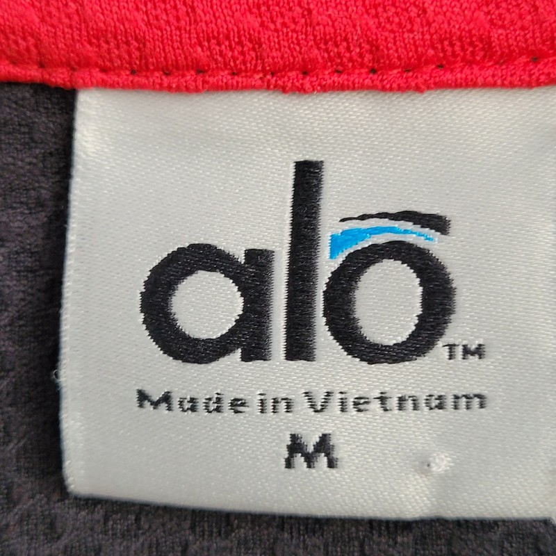 Alo 1/4 Zip Pullover Mens Medium Performance Club Logo Black Gray Gym Athleisure gallery