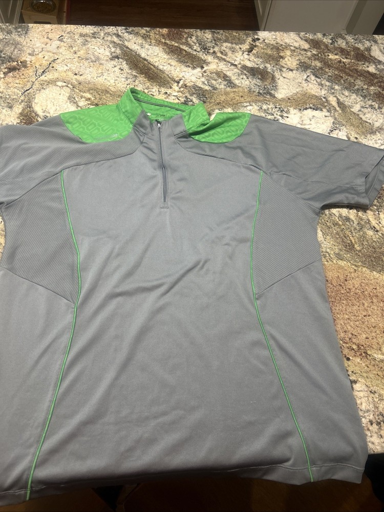 adidas Climacool XL Gray Green 1/4 Zip Mock Neck Pullover Activewear Shirt