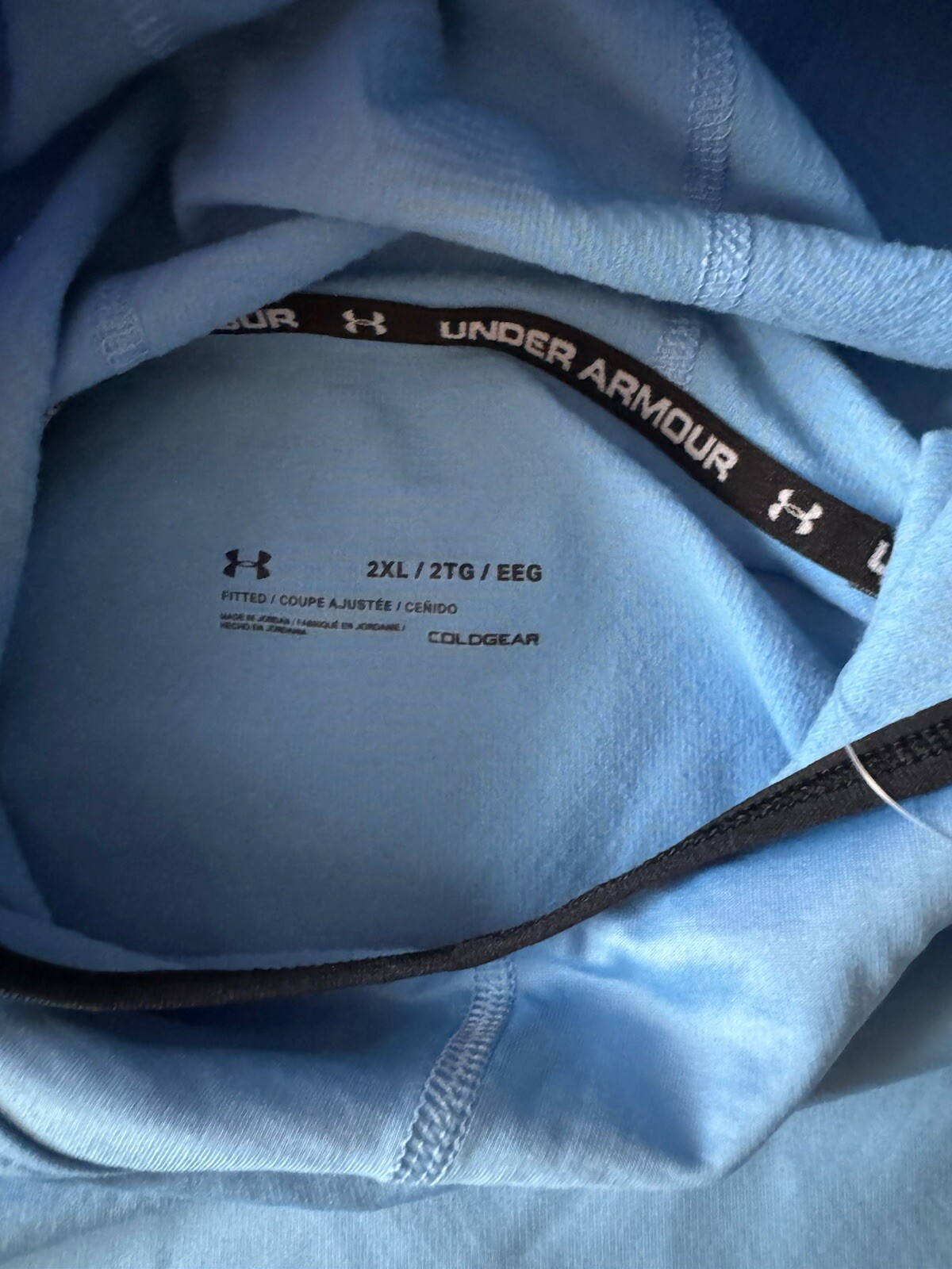Under Armour Cold Gear Men's Light Blue Fitted Hooded Pullover SZ 2XL NWT gallery