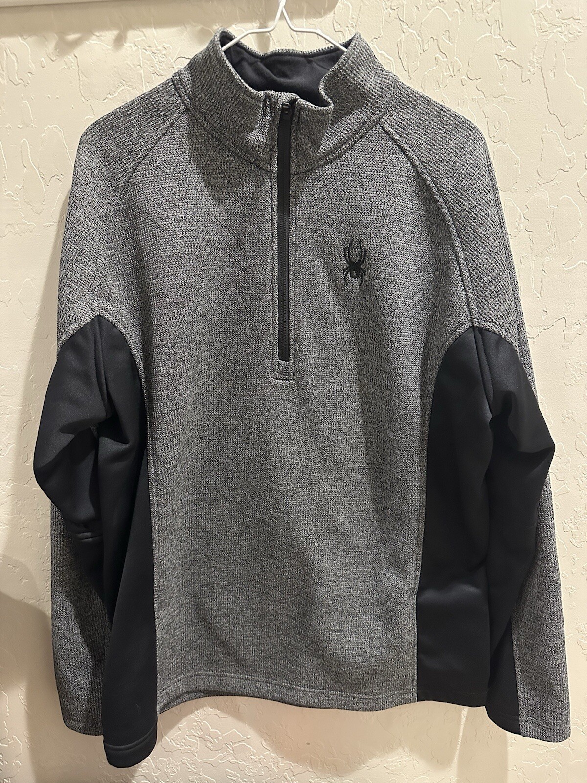 Spyder Men's Outbound Half Zip Midweight Mock Neck Sweater Gray/Black Size XL gallery