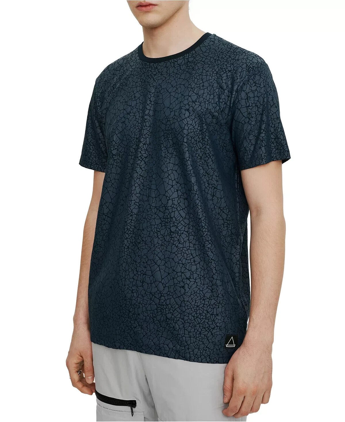 Eleven Paris Men's Rubber Crackle Print Short Sleeve T-Shirt Blue Nights-Small gallery