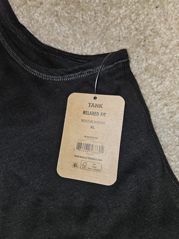 Brahma Men's XL Black Relaxed Fit Moisture Wicking Crew Neck Tank Top gallery