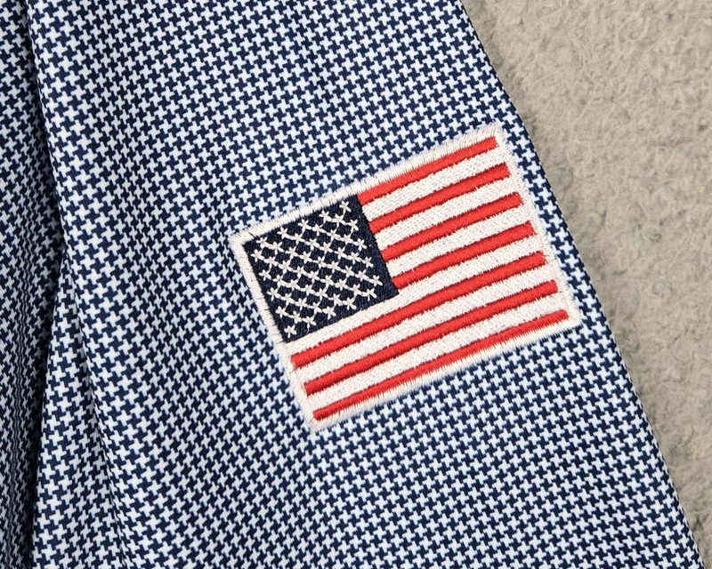 FootJoy *NWT* Mid-Layer 1/4 Zip Pullover Men's Large Blue Houndstooth US Flag gallery