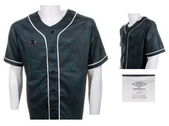 Umbro Men’s Relaxed Button Front Baseball Shirt Black – White Short Sleeve Sz M
