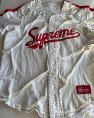 Supreme 1 (One) Satin Jersey Button Up Baseball Black RARE Size XXL WHITE 2XL