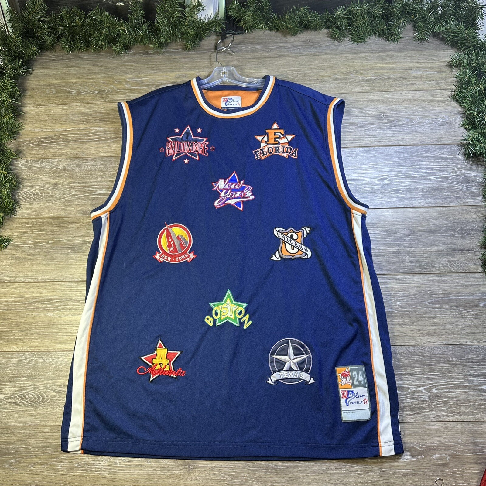 Vintage Basketball Jersey Extra Large (XL) Men Embroidered Tank RAW Blue Hip Hop gallery