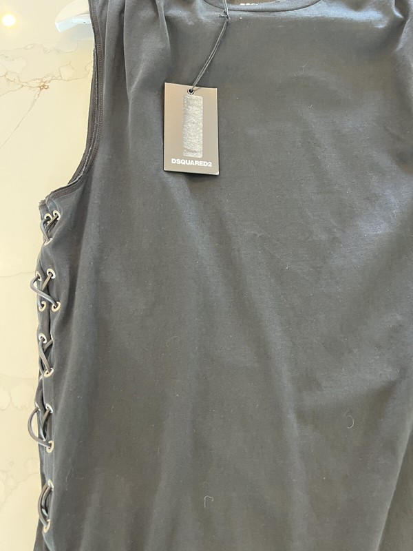 New With Tags Rare Runway Dsquared2 Black Studded Tank Top Sleeveless Shirt M gallery