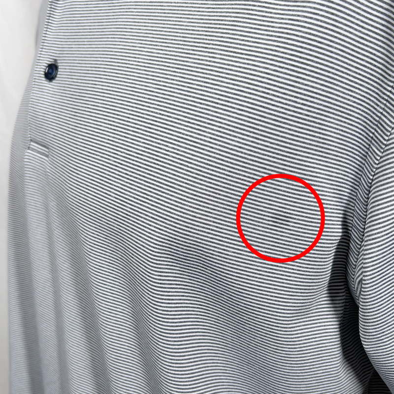 Peter Millar Men's Large Gray White Micro Stripe Summer Comfort Golf Polo Shirt gallery