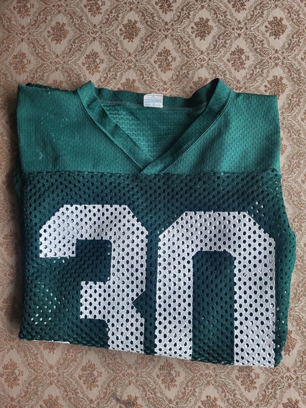 VINTAGE CHAMPION 70's 80's FISHNET MESH FOOTBALL JERSEY SIZE M GREEN #30 gallery