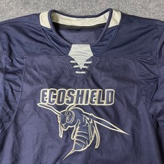 EcoShield Hockey Jersey Mens Size L Navy Blue Lace Up Mesh Hornet Logo 07 Back