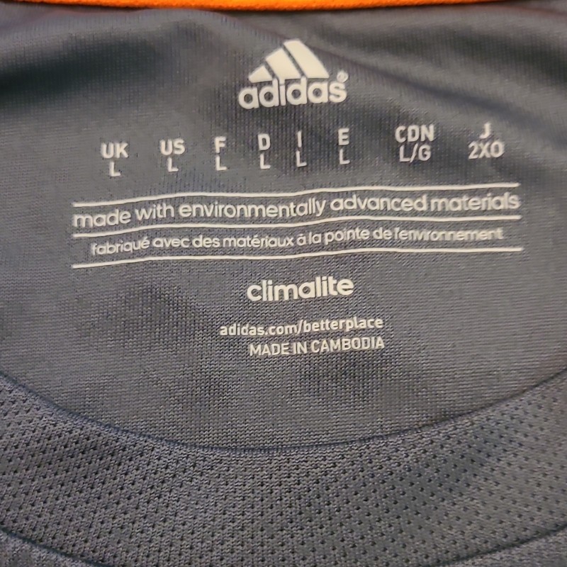 adidas Climalite Men's Blue T-Shirt L Moisture Wicking Crew Neck Raglan Logo gallery