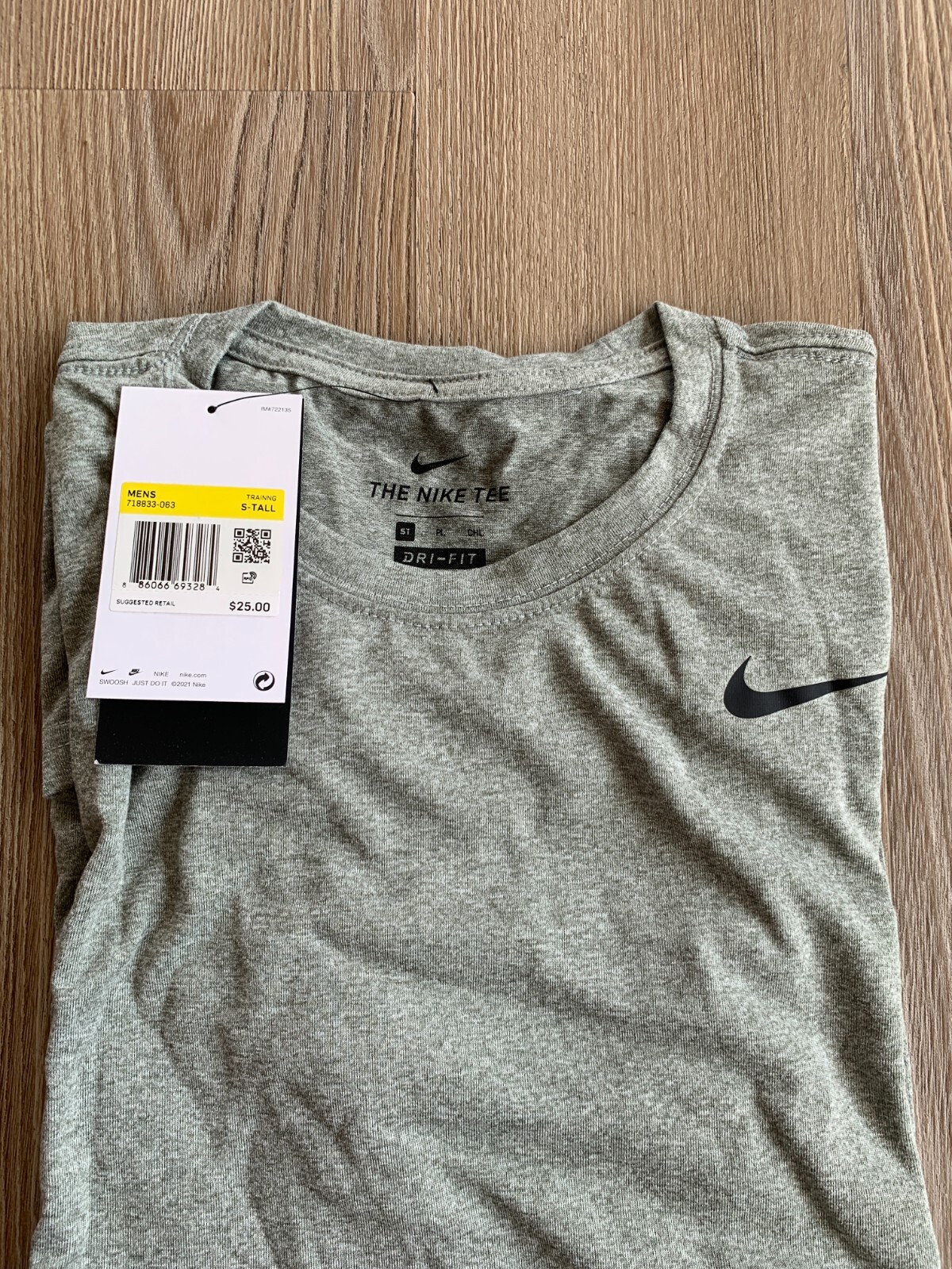 New Nike Tee DRI-FIT Crewneck Grey Men's Big & Tall S-Tall gallery