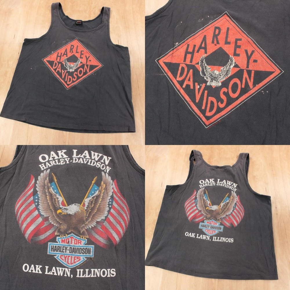 HOLOUBEK Harley-Davidson Oak Lawn tank top shirt 2XL tag vtg 90s usa made biker